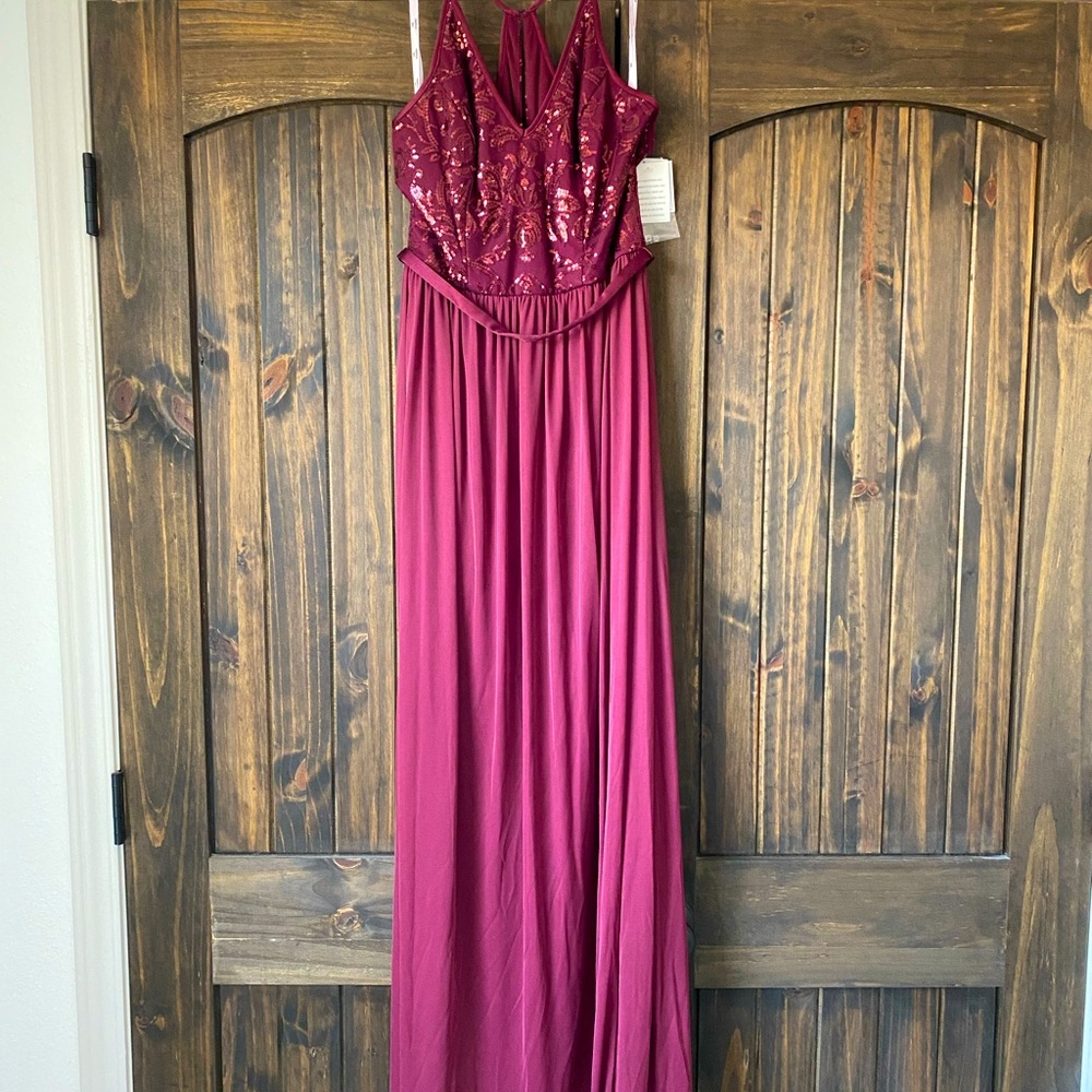 Wine colored floor length dress - Brand New